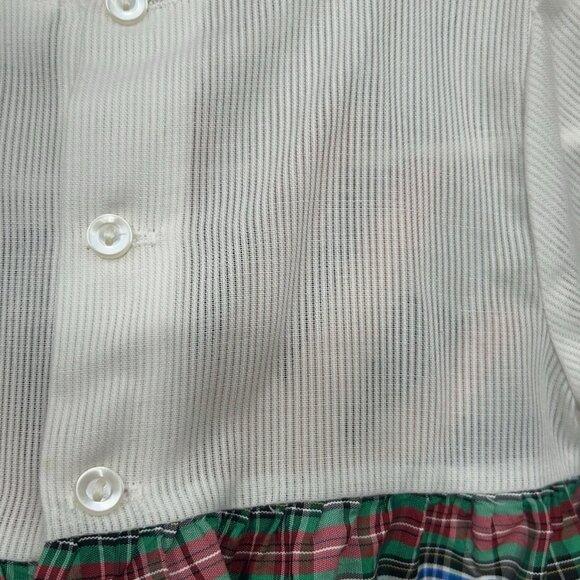 Vintage Plaid Baby Dress 0-3 Months / 3-6 Months Tartan Plaid Holiday Union Made - Picture 5 of 6